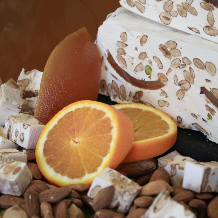nougat blanc aux écorces d'oranges confites